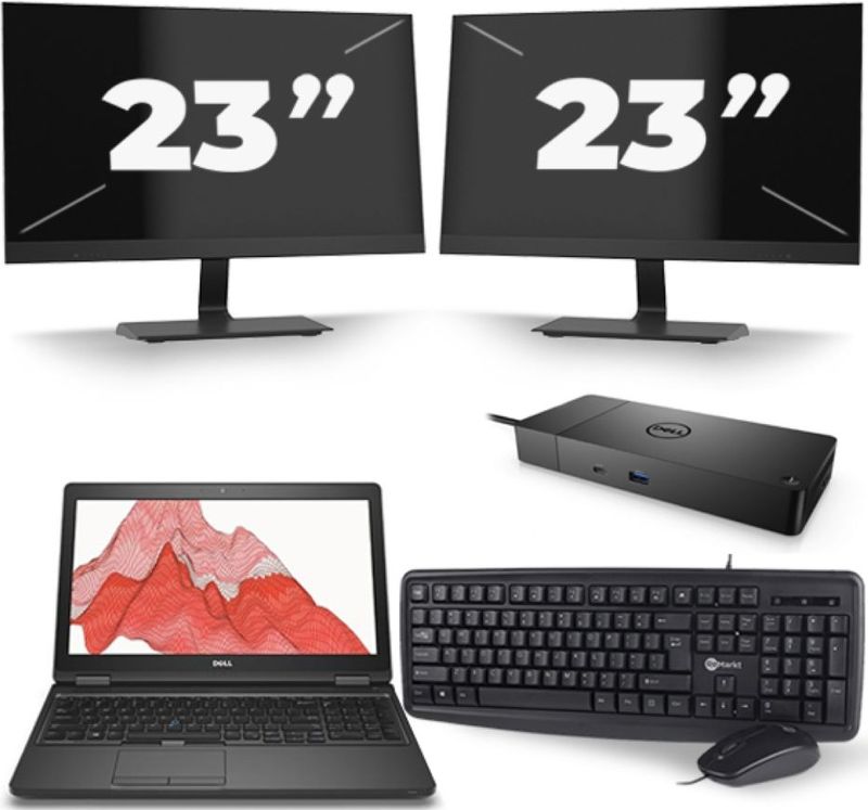 Dell Precision 3530 - Intel Core i7-8e Generatie - 15 inch - 16GB RAM - 256GB SSD - Windows 11 + 2x 23 inch Monitor Zichtbaar gebruikt