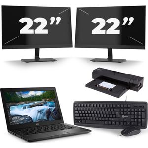 Dell Latitude 7390 - Intel Core i7-8e Generatie - 13 inch - 16GB RAM - 256GB SSD - Windows 11 + 2x 22 inch Monitor Nette Staat