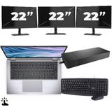 Dell Latitude 7410 - Intel Core i5-10e Generatie - 14 inch - Touch - 16GB RAM - 256GB SSD - Windows 11 Home + 3x 22 inch Monitor Zichtbaar gebruikt