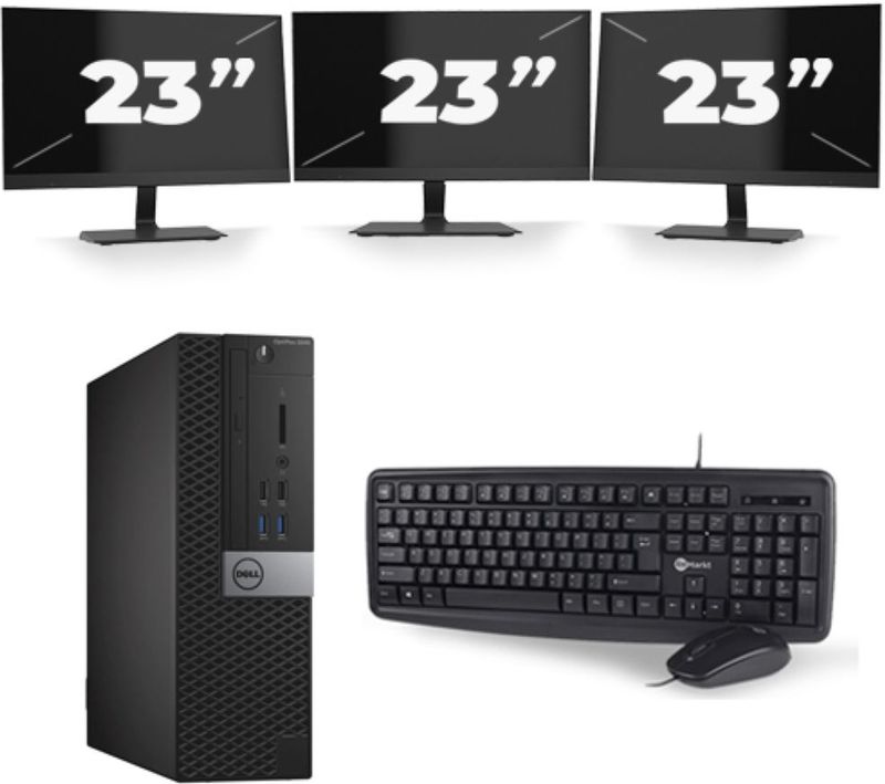 Dell Optiplex 3040 USFF - Intel Core i5-6e Generatie - 8GB RAM - 256GB SSD - Windows 11 + 3x 23 inch Monitor Nette Staat