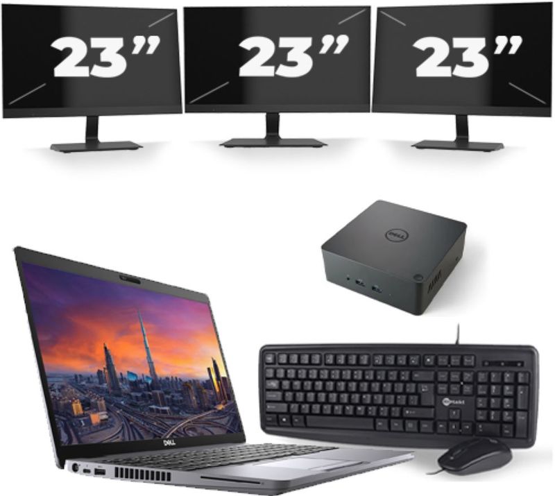 Dell Precision 3550 - Intel Core i7-10e Generatie - 15 inch - 16GB RAM - 256GB SSD - Windows 11 + 3x 23 inch Monitor Zichtbaar gebruikt