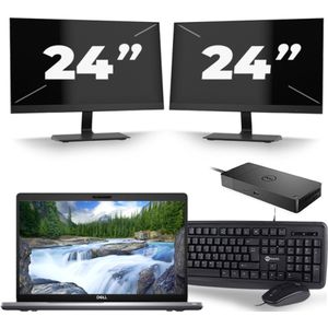 Dell Latitude 5510 - Intel Core i5-10e Generatie - 15 inch - 16GB RAM - 256GB SSD - Windows 11 + 2x 24 inch Monitor Zichtbare schade