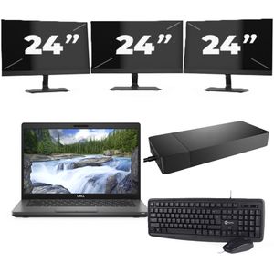 Dell Vostro 14 5401 - Intel Core i5-10e Generatie - 14 inch - 16GB RAM - 256GB SSD - Windows 11 Home + 3x 24 inch Monitor Nette Staat