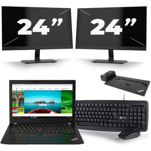 Lenovo Thinkpad A285 - AMD Ryzen 5 2500U - 12 inch - 8GB RAM - 256GB SSD - Windows 10 + 2x 24 inch Monitor Zichtbaar gebruikt