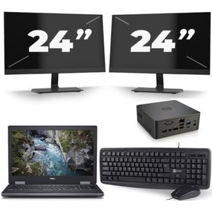 Dell Precision 7530 - Intel Core i7-8e Generatie - 15 inch - 16GB RAM - 256GB SSD - Windows 11 + 2x 24 inch Monitor Nette Staat