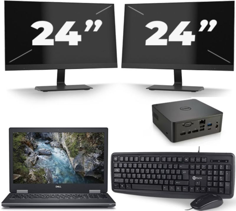 Dell Precision 7530 - Intel Core i7-8e Generatie - 15 inch - 16GB RAM - 256GB SSD - Windows 11 + 2x 24 inch Monitor Nette Staat