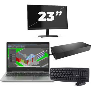 HP ZBook 14u G5 - Intel Core i7-8e Generatie - 14 inch - 16GB RAM - 256GB SSD - Windows 11 + 1x 23 inch Monitor Zichtbaar gebruikt