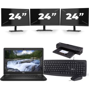 Dell Latitude 5490 - Intel Core i3-8e Generatie - 14 inch - Touch - 8GB RAM - 256GB SSD - Windows 11 Home + 3x 24 inch Monitor Zichtbare schade