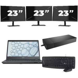 Fujitsu Lifebook U7310 - Intel Core i5-10e Generatie - 13 inch - 8GB RAM - 256GB SSD - Windows 11 Home + 3x 23 inch Monitor Zichtbare schade