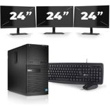 Dell Optiplex XE2 Micro Tower - Intel Core i5-4e Generatie - 8GB RAM - 256GB SSD - Windows 10 + 3x 24 inch Monitor Nette Staat