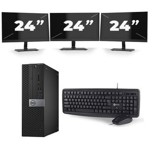 Dell Optiplex 7040 Micro Tower - Intel Core i5-6e Generatie - 8GB RAM - 256GB SSD - Windows 11 + 3x 24 inch Monitor Nette Staat