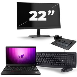 Lenovo ThinkPad T590 - Intel Core i5-8e Generatie - 15 inch - 16GB RAM - 256GB SSD - Windows 11 + 1x 22 inch Monitor Zichtbaar gebruikt