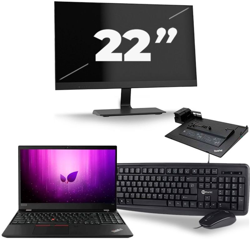 Lenovo ThinkPad T590 - Intel Core i5-8e Generatie - 15 inch - 16GB RAM - 256GB SSD - Windows 11 + 1x 22 inch Monitor Zichtbaar gebruikt