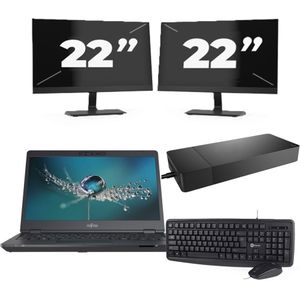 Fujitsu LIFEBOOK U7311 - Intel Core i5-11e Generatie - 13 inch - 16GB RAM - 256GB SSD - Windows 11 Home + 2x 22 inch Monitor Zichtbare schade