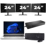 HP EliteBook 645 G9 - AMD Ryzen 5 5625U - 14 inch - 16GB RAM - 256GB SSD - Windows 11 Home + 3x 24 inch Monitor Nette Staat