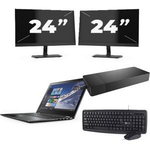 Lenovo ThinkPad X1 Yoga Gen 4 - Intel Core i7-8e Generatie - 14 inch - 16GB RAM - 256GB SSD - Windows 11 Home + 2x 24 inch Monitor Zichtbaar gebruikt