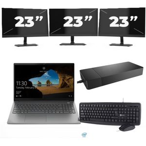 Lenovo ThinkBook 15 G2 ITL - Intel Core i5-11e Generatie - 15 inch - 16GB RAM - 256GB SSD - Windows 11 Home + 3x 23 inch Monitor Nette Staat