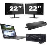 Dell Latitude 7410 - Intel Core i5-10e Generatie - 14 inch - 16GB RAM - 256GB SSD - Windows 11 Home + 2x 22 inch Monitor Zichtbaar gebruikt