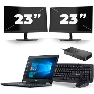 Dell Latitude E5470 - Intel Core i5-6e Generatie - 14 inch - 8GB RAM - 256GB SSD - Windows 11 + 2x 23 inch Monitor Zichtbaar gebruikt