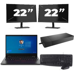 Lenovo ThinkPad L13 Gen 2 - Intel Core i3-11e Generatie - 13 inch - 8GB RAM - 256GB SSD - Windows 11 + 2x 22 inch Monitor Zichtbare schade