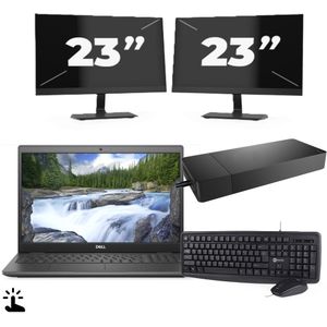Dell Latitude 3510 - Intel Core i5-10e Generatie - 15 inch - Touch - 16GB RAM - 256GB SSD - Windows 11 Home + 2x 23 inch Monitor Nette Staat
