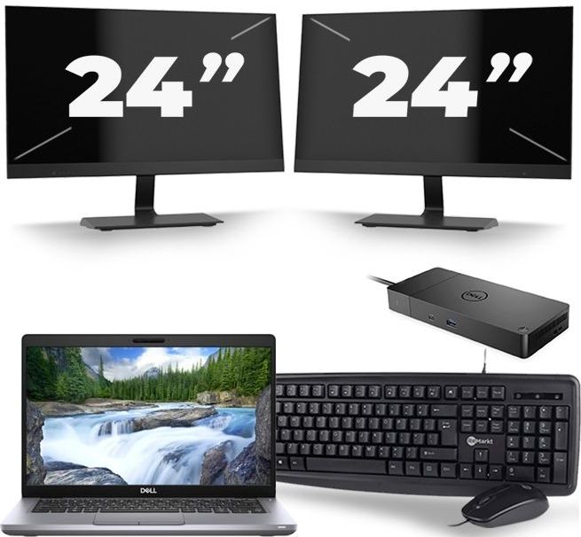 Dell Latitude 5411 - Intel Core i7-10e Generatie - 14 inch - 16GB RAM - 512GB SSD - Windows 11 + 2x 24 inch Monitor Zichtbare schade