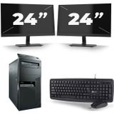 Lenovo ThinkCentre M92p Tower - Intel Core i7-3e Generatie - 16GB RAM - 512GB SSD - Windows 10 + 2x 24 inch Monitor Nette Staat