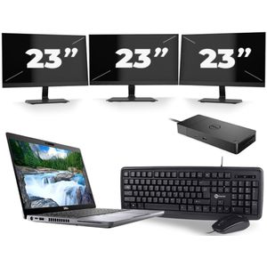 Dell Latitude 5410 - Intel Core i5-10e Generatie - 14 inch - 16GB RAM - 256GB SSD - Windows 11 + 3x 23 inch Monitor Zichtbare schade