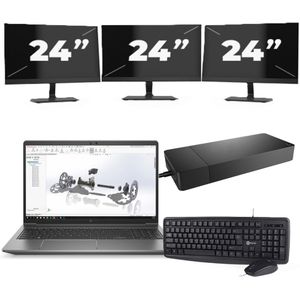 HP ZBook Power G8 - Intel Core i7-11e Generatie - 15 inch - 16GB RAM - 256GB SSD - Windows 11 + 3x 24 inch Monitor Nette Staat