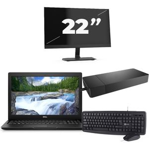 Dell Latitude 3500 - Intel Core i5-8e Generatie - 15 inch - 16GB RAM - 256GB SSD - Windows 11 Home + 1x 22 inch Monitor Nette Staat