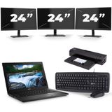 Dell Latitude 7390 - Intel Core i7-8e Generatie - 13 inch - 16GB RAM - 256GB SSD - Windows 11 + 3x 24 inch Monitor Nette Staat