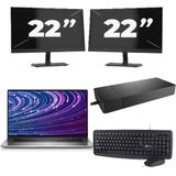 Dell Latitude 9520 - Intel Core i3-11e Generatie - 15 inch - 16GB RAM - 256GB SSD - Windows 11 Home + 2x 22 inch Monitor Zichtbare schade