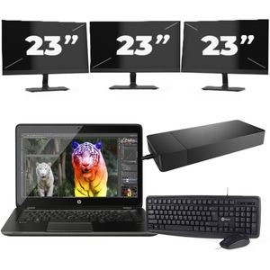 Lenovo ThinkBook 14 G2 - Intel Core i5-11e Generatie - 14 inch - 16GB RAM - 256GB SSD - Windows 11 Home + 3x 23 inch Monitor Zichtbaar gebruikt