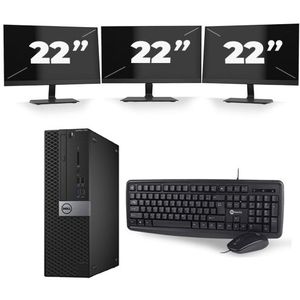 Dell Optiplex 7040 Micro Tower - Intel Core i7-6e Generatie - 16GB RAM - 256GB SSD - Windows 11 + 3x 22 inch Monitor Nette Staat