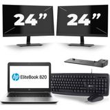 HP EliteBook 820 G4 - Intel Core i5-7e Generatie - 12 inch - 8GB RAM - 256GB SSD - Windows 11 + 2x 24 inch Monitor Zichtbaar gebruikt