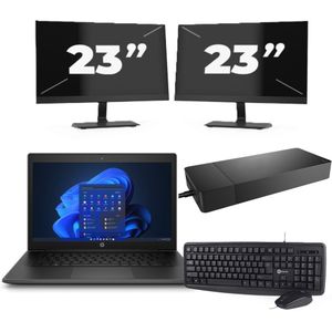 HP Pro X360 Fortis G9 - Intel Pentium N6000 - 11 inch - 8GB RAM - 256GB SSD - Windows 11 Home + 2x 23 inch Monitor Nette Staat