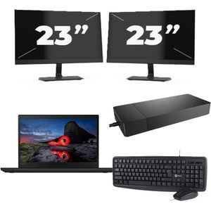 Lenovo ThinkPad T495 - AMD Ryzen 3 PRO 3300U - 14 inch - 16GB RAM - 256GB SSD - Windows 11 Home + 2x 23 inch Monitor Zichtbare schade