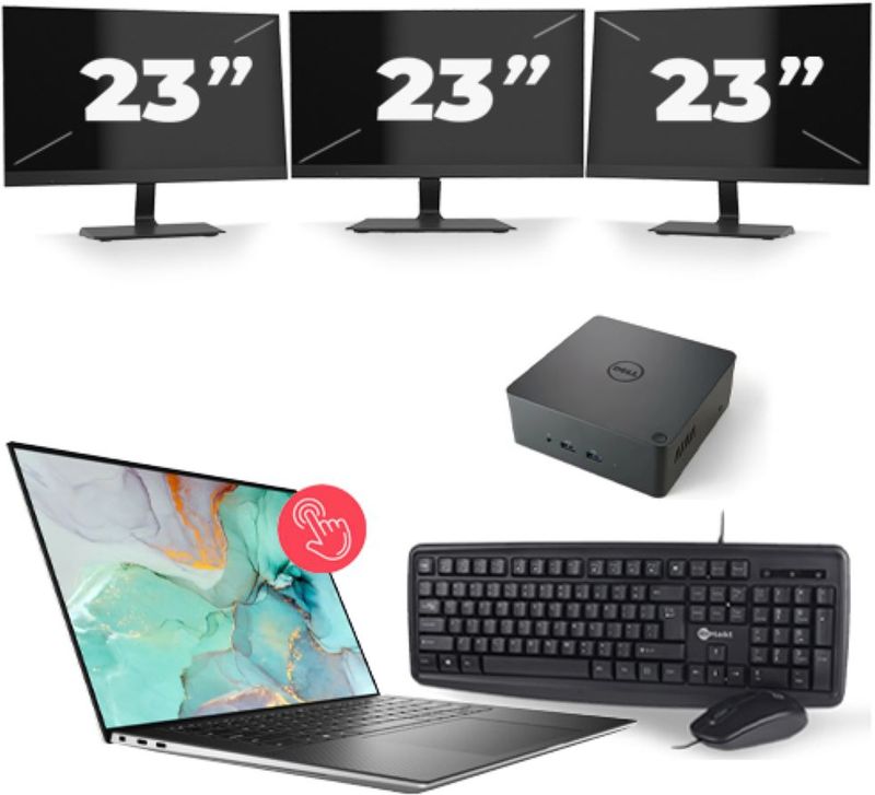 Dell Precision 5560 - Intel Core i7-11e Generatie - 15 inch - Touch - 16GB RAM - 256GB SSD - Windows 11 Home + 3x 23 inch Monitor Nette Staat