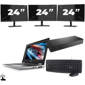 Dell Precision 7540 - Intel Core i7-9e Generatie - 15 inch - Touch - 16GB RAM - 256GB SSD - Windows 11 Home + 3x 24 inch Monitor Zichtbaar gebruikt