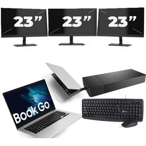 Microsoft Surface Go - Intel Core i5-10e Generatie - 10 inch - 8GB RAM - 64GB SSD - Windows 11 Home + 3x 23 inch Monitor Zichtbaar gebruikt