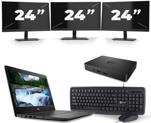 Dell Latitude 3490 - Intel Core i5-8e Generatie - 14 inch - 16GB RAM - 512GB SSD - Windows 11 + 3x 24 inch Monitor Zichtbare schade