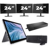 Dell Latitude 7210 - Intel Core i7-10e Generatie - 12 inch - 16GB RAM - 256GB SSD - Windows 11 Home + 3x 24 inch Monitor Zichtbaar gebruikt