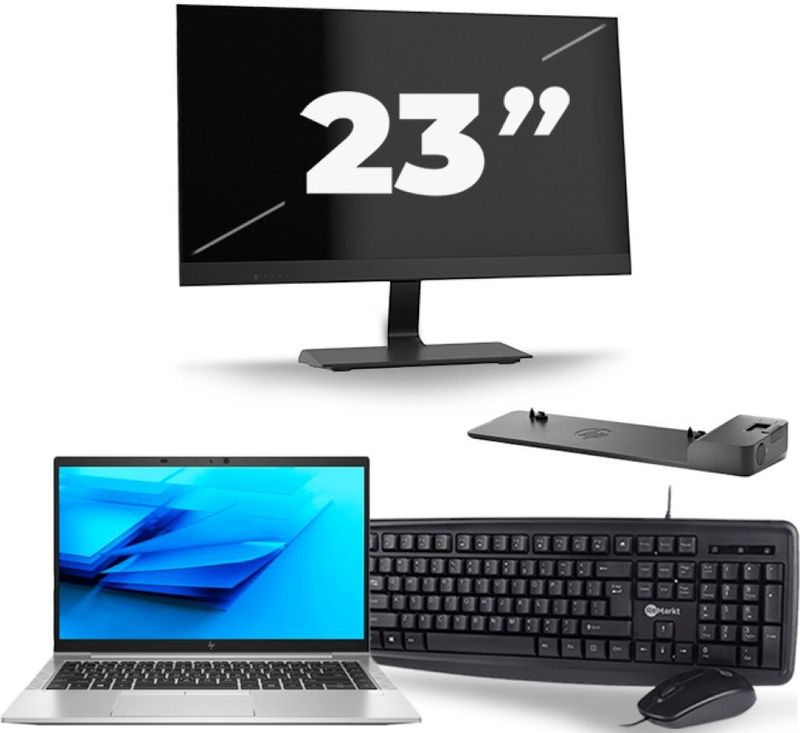HP EliteBook 840 G7 - Intel Core i5-10e Generatie - 14 inch - 16GB RAM - 256GB SSD - Windows 11 + 1x 23 inch Monitor Zichtbare schade