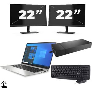 HP EliteBook x360 1040 G8 - Intel Core i7-11e Generatie - 14 inch - Touch - 16GB RAM - 256GB SSD - Windows 11 + 2x 22 inch Monitor Nette Staat