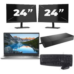 Dell Inspiron 15 3525 - AMD Ryzen 7 5825U - 15 inch - 16GB RAM - 256GB SSD - Windows 11 Home + 2x 24 inch Monitor Nette Staat