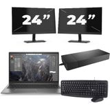 HP ZBook Firefly 15 G7 - Intel Core i7-10e Generatie - 15 inch - 16GB RAM - 256GB SSD - Windows 11 + 2x 24 inch Monitor Nette Staat