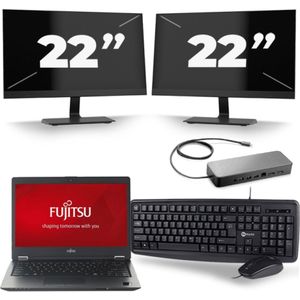 Fujitsu - LifeBook U728 - Laptop - 12 inch - Intel Core i7-8e Generatie - 16GB RAM - 256GB SSD - Windows 11 + 2x 22 inch Monitor