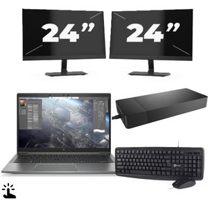 HP ZBook Firefly 14 G8 - Intel Core i7-11e Generatie - 14 inch - Touch - 16GB RAM - 256GB SSD - Windows 11 Home + 2x 24 inch Monitor Zichtbaar gebruikt