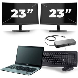 Fujitsu LifeBook S938 - Intel Core i7-8e Generatie - 13 inch - 16GB RAM - 256GB SSD - Windows 11 + 2x 23 inch Monitor Zichtbaar gebruikt