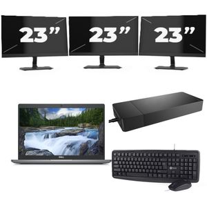 Dell Latitude 5340 - Intel Core i3-13e Generatie - 13 inch - 8GB RAM - 256GB SSD - Windows 11 Home + 3x 23 inch Monitor Zichtbaar gebruikt